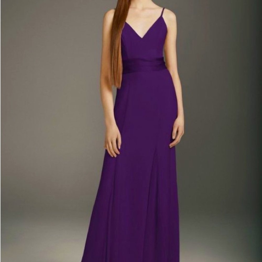 White by Vera Wang Maxi Bridesmaid Dress in Amethyst Belted‎ Waist Sz 10